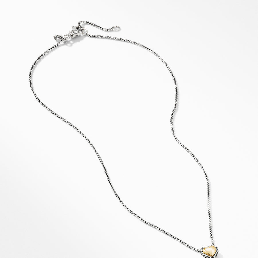 David Yurman Cable Cookie Classic Heart Necklace with 18K Yellow Gold - N12533S8