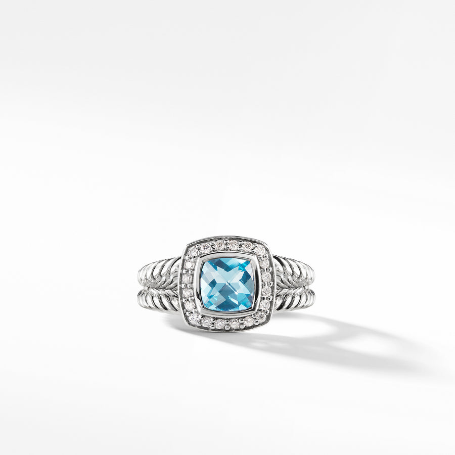 David Yurman Petite Albion Ring with Blue Topaz and Diamonds - R07443DSSABTDI