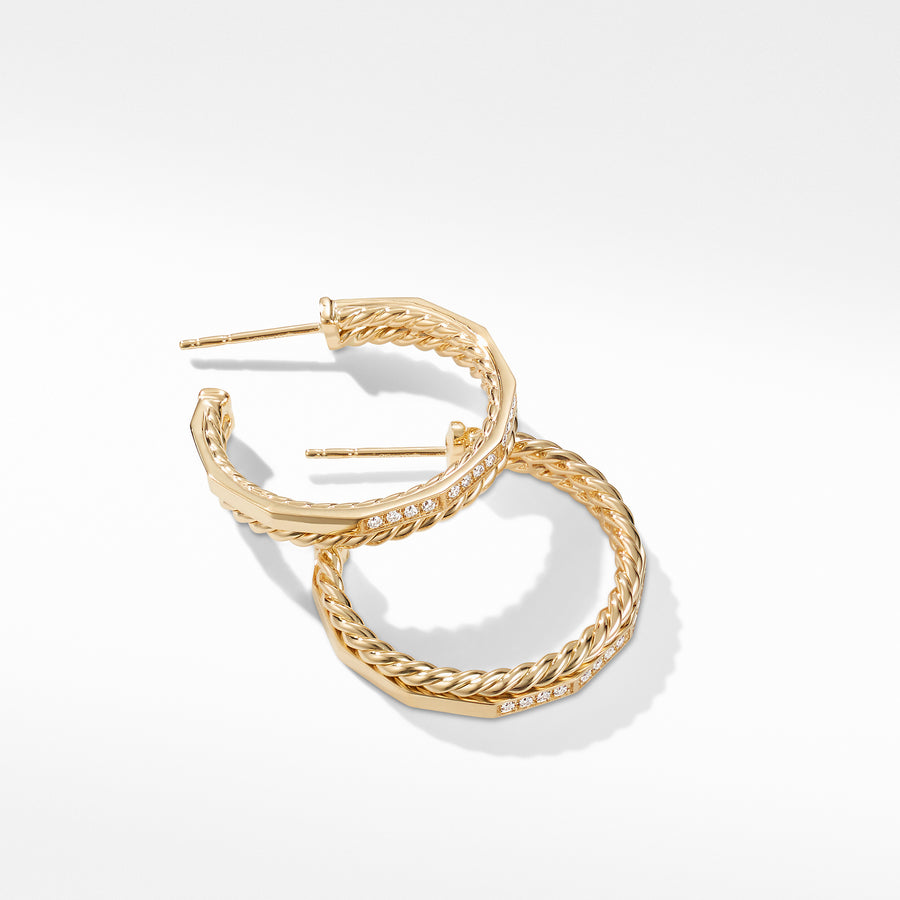 David Yurman Stax Hoop Earrings with Diamonds in 18K Gold, 25mm - E13547D88ADI
