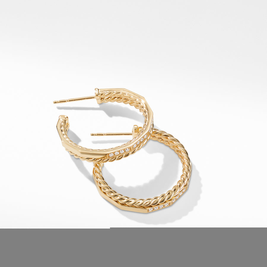 David Yurman Stax Hoop Earrings with Diamonds in 18K Gold, 25mm - E13547D88ADI