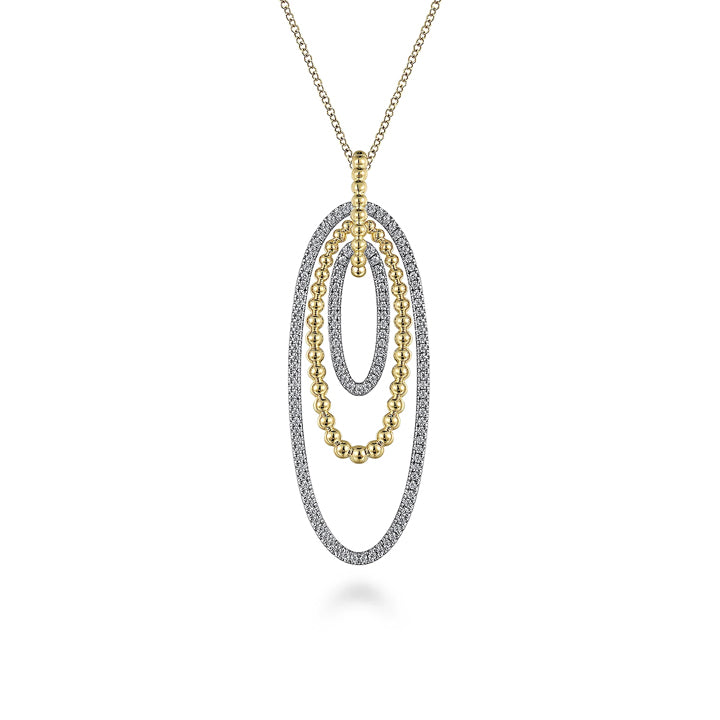 Gabriel & Co. 14K White-Yellow Gold Multi Oval Bujukan Diamond Pendant Necklace - NK7279M45JJ