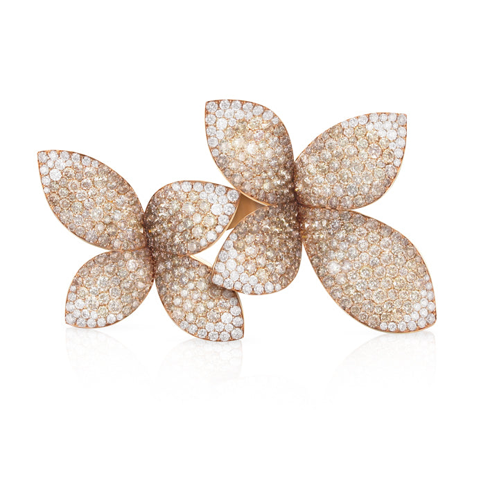 Pasquale Bruni 18K Rose Gold Giardini Segreti Double Flower Diamond Ring - 15250R-11