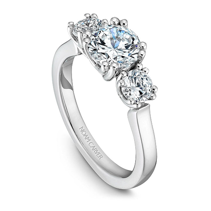 Noam Carver 14K White Gold Three Stone Engagement Ring Semi-Mounting -  B001-07A