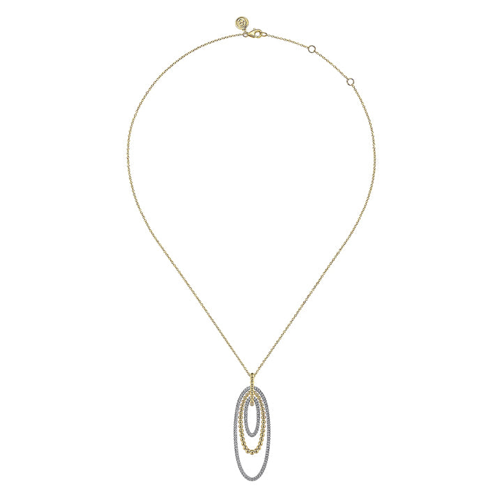 Gabriel & Co. 14K White-Yellow Gold Multi Oval Bujukan Diamond Pendant Necklace - NK7279M45JJ
