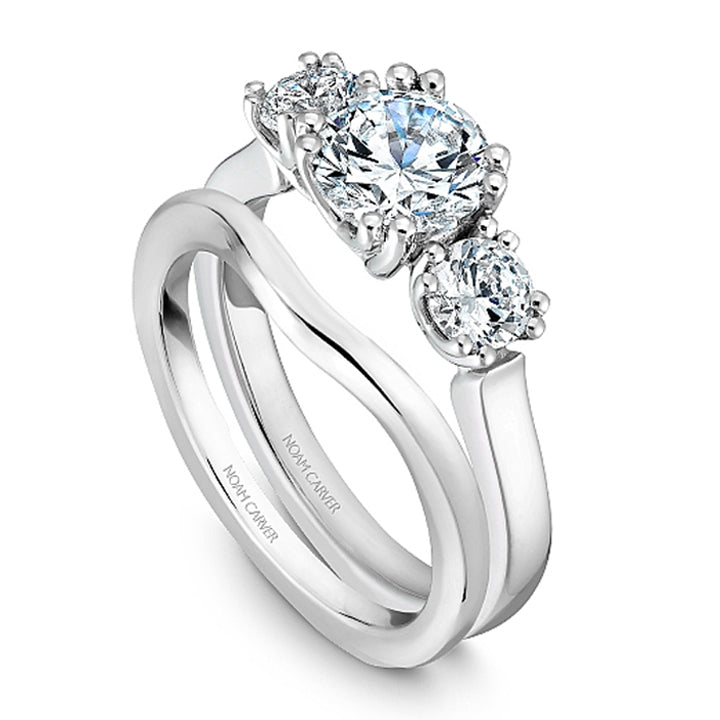 Noam Carver 14K White Gold Three Stone Engagement Ring Semi-Mounting -  B001-07A