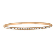 A beautiful, classic diamond bangle that you can add to any stack bracelet look. This gorgeous rose gold bracelet has 1.00ctw diamonds that are G-H in color, SI in clarity glimmering from the top side of the bangle. Pair this striking design with another diamond bracelet from Moyer!