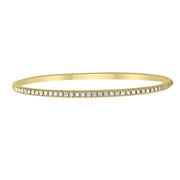 A beautiful, classic diamond bangle that you can add to any stack bracelet look. This gorgeous yellow gold bracelet has 1.00ctw diamonds that are G-H in color, SI in clarity glimmering from the top side of the bangle. Pair this striking design with another diamond bracelet from Moyer!