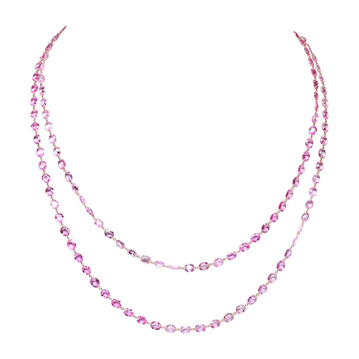 Etho Maria 18K Rose Gold Pink Sapphire Oval Long Necklace - HN1592LH58512