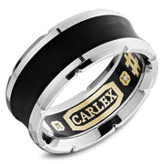 A hand painted enamel Carlex with a custom engraving of your chosen date or message. Enamel is available in black, green or blue. This ring is available in 18K (White, Yellow & Rose) gold & Platinum 950.
