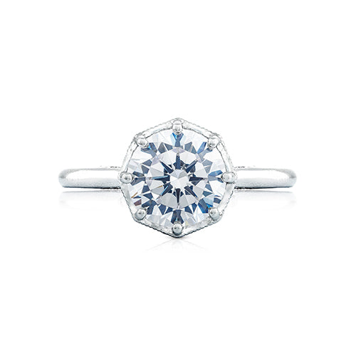 An engagement ring fit for the Tacori Queen. Featuring a renaissance crown; your round center sits on a regal throne for a ring that is worthy of your love story.This engagement ring can accommodate a variety of center diamond sizes; starting at 0.75 carats.