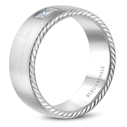 Bleu Royale 14k White Gold Men's Diamond Wedding Band - RYL-021WD65-M10