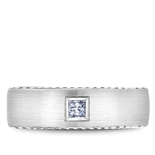 Bleu Royale 14k White Gold Men's Diamond Wedding Band - RYL-021WD65-M10