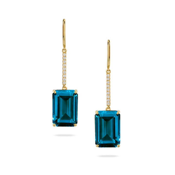 Doves 18K Yellow Gold London Blue Topaz & Diamond Drop Earrings - E10495LBT-Y