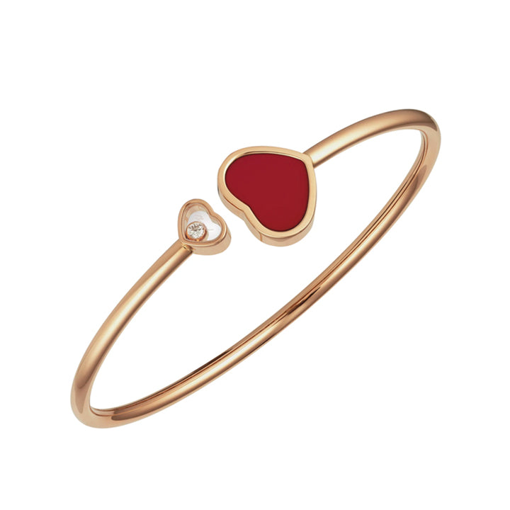 Chopard 18k Rose Gold Happy Hearts Red Stone Bangle Bracelet- 857482-5703