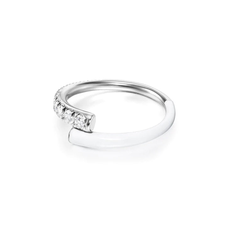 Melissa Kaye 18K Gold Lola White Enamel Pinky Ring
