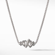 Crossover Single Station Necklace  with Diamonds