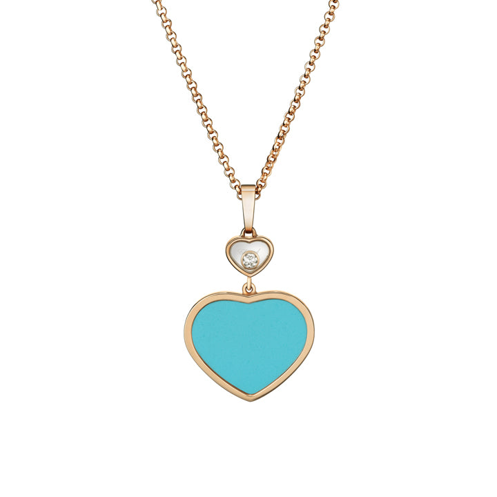 Chopard Happy Hearts Rose Gold Turquoise Heart Pendant  - 797482-5401
