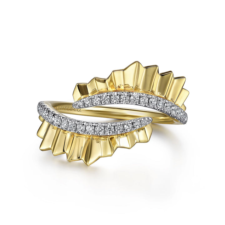Gabriel & Co 14K Yellow Gold Diamond Bypass Ring with Diamond Cut Texture - LR52414Y45JJ