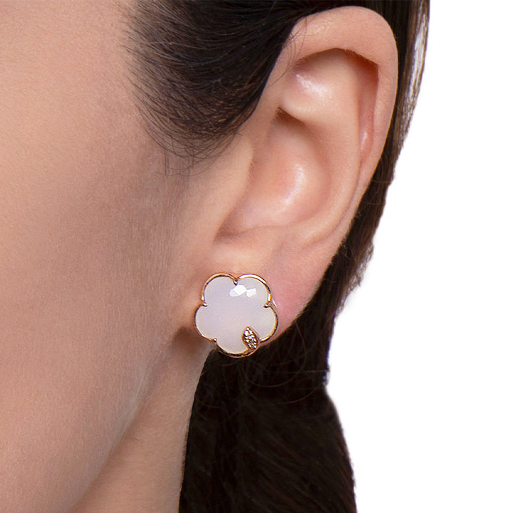 Pasquale Bruni 18K Rose Gold Petit Joli White Agate & Diamond Earrings - 16131R