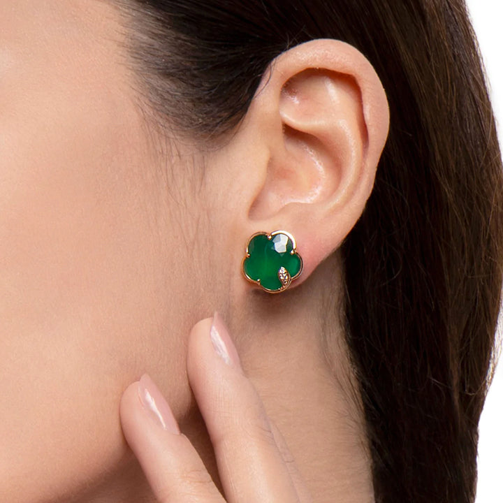 Pasquale Bruni 18K Rose Gold Petit Joli Green Agate & Diamond Earrings - 16113R