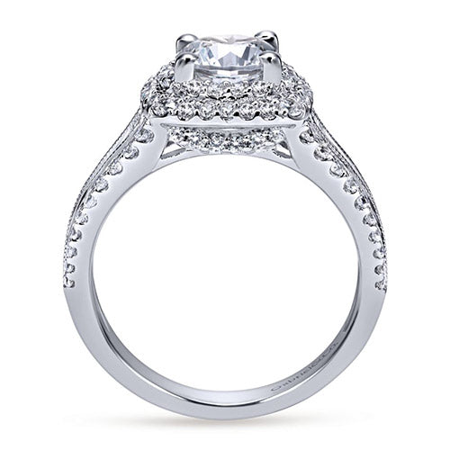 Gabriel & Co. 14k White Gold Round Double Halo Engagement Ring - ER11760R4W44JJ