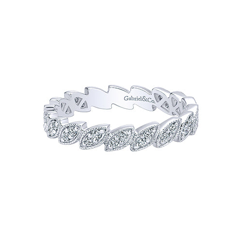 14k White Gold 0.18 Diamond Stackable Ladies Ring