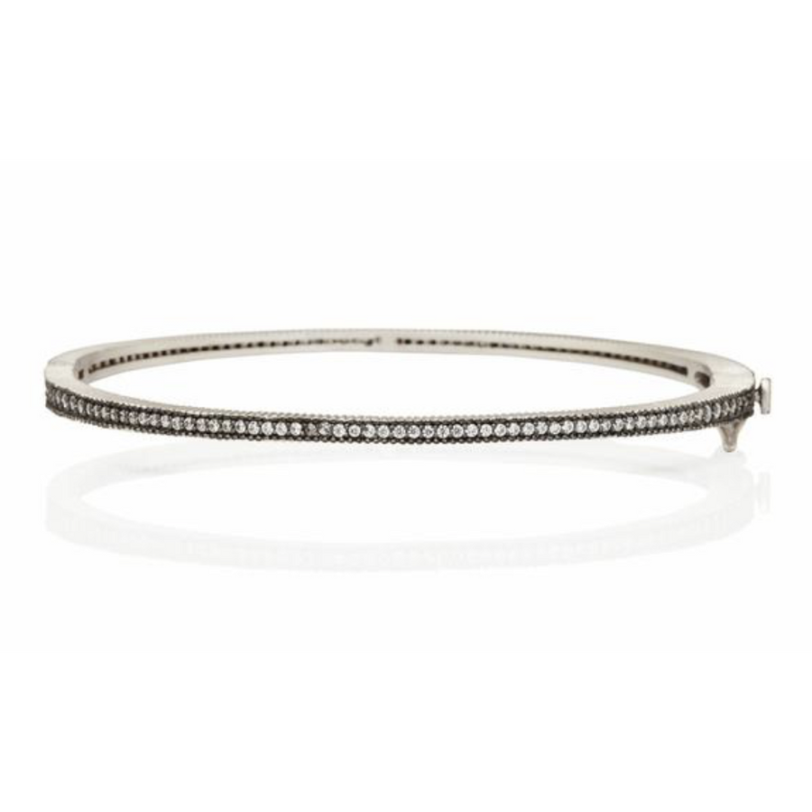 Freida Rothman Signature Thin Pave Hinge Bangle Bracelet- PRZB080047B-HG-1