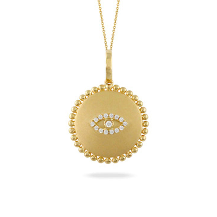 Doves 18K Yellow Gold Diamond Evil Eye Pendant Necklace - P10026