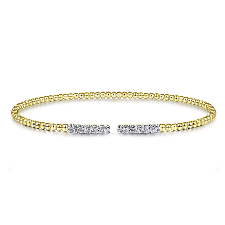 Gabriel & Co 14k Yellow Gold Bujukan Cuff Bracelet with Diamond Pave Bars- BG4218-65Y45JJ
