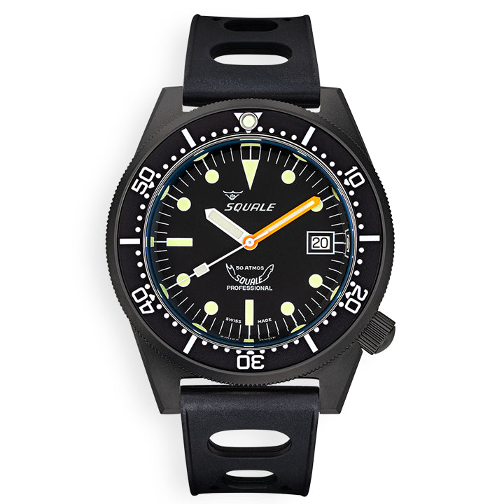 Squale 1521 PVD on Black Rubber Strap - 1521PVD.NT