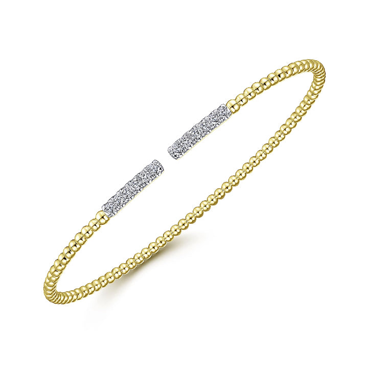 Gabriel & Co 14k Yellow Gold Bujukan Cuff Bracelet with Diamond Pave Bars- BG4218-65Y45JJ