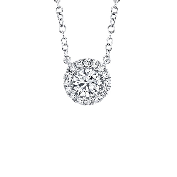 14k White Gold 0.20ctw Diamond Halo Necklace - SC55024121V2