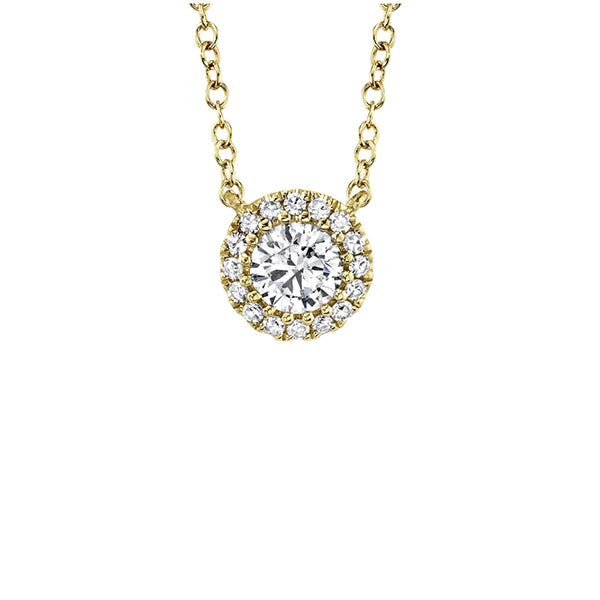 14k Yellow Gold 0.20ctw Diamond Halo Necklace - SC55005793