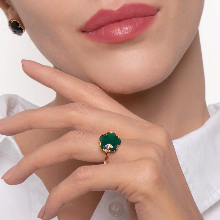 Pasquale Bruni 18K Rose Gold Petit Joli Green Agate & Diamond Ring - 16125R