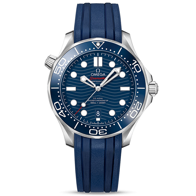 Omega Seamaster Diver 300M Co-Axial Master Chronometer 42mm Blue Steel on Rubber Strap- 210.32.42.20.03.001
