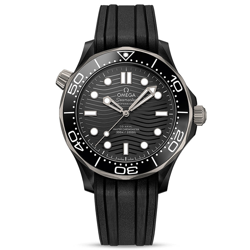 Omega Seamaster Diver 300M Co-Axial Master Chronometer 42mm Black Ceramic on Rubber Strap- 210.92.44.20.01.001