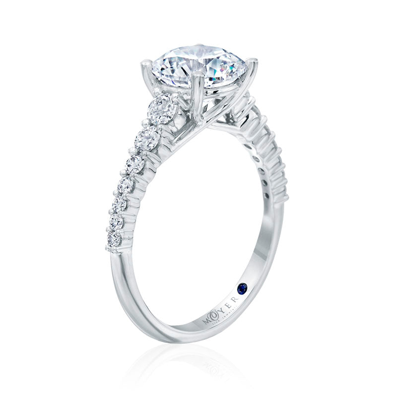 Moyer Collection 18k White Gold Graduated Diamond Engagement Ring - 364378