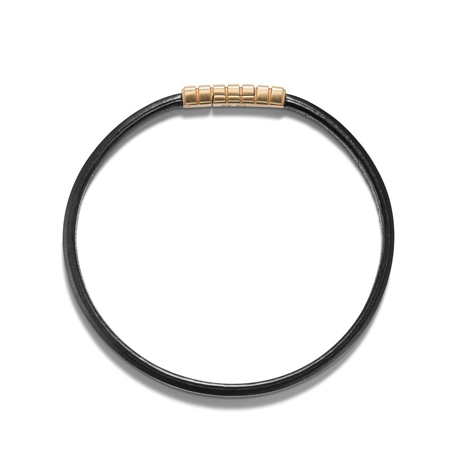 David Yurman Southwest Narrow Black Leather Bracelet with 18K Gold - B25155M88BKLE-883932958409