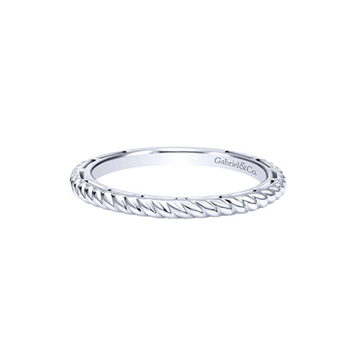14k White Gold Twisted Rope Stackable Ring