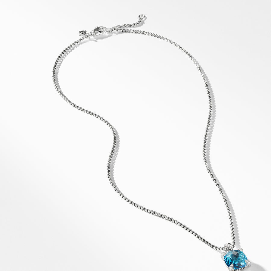 David Yurman Chatelaine Pendant Necklace with Blue Topaz & Pave Diamonds - N12643DSSABTDI18