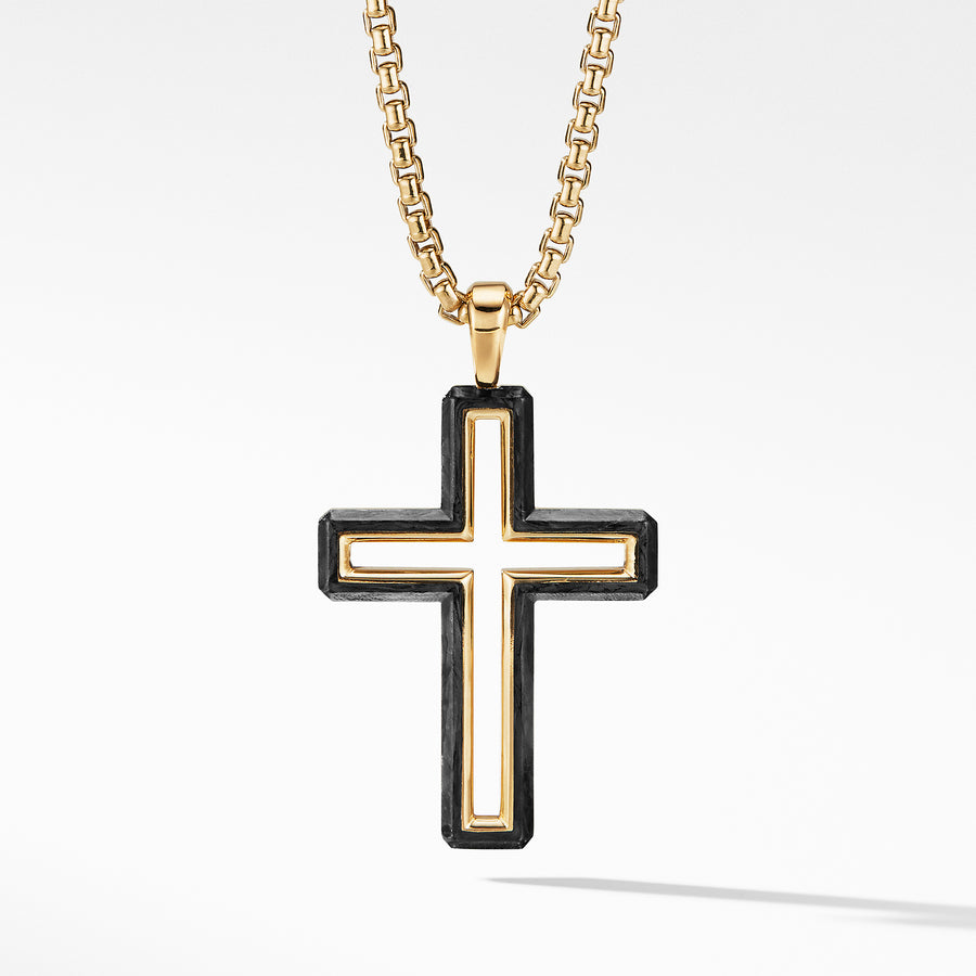 David Yurman Forged Carbon Cross Pendant with 18K Gold - D25169M88BFG