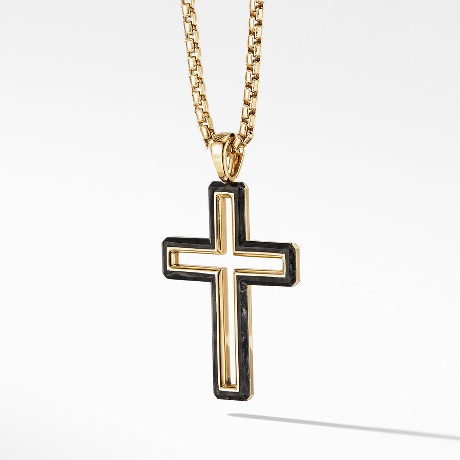 David Yurman Forged Carbon Cross Pendant with 18K Gold - D25169M88BFG