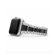Created exclusively for your Apple Watch, this watch bracelet is crafted from black ceramic and stainless steel links. This watch bracelet is designed for the Series 1, 2, 3, 4 or 5 Apple Watch for the 42mm or 44mm size. Finished with a secure double-button clasp detailing the LAGOS crest. Size 8. See the Size Guide for additional information. Watch face sold separately.- Stainless Steel & Ceramic- Double Button Wide Clasp- Band Width 20mm Tapers to 16mm- STYLE #: 12-90010-CB8