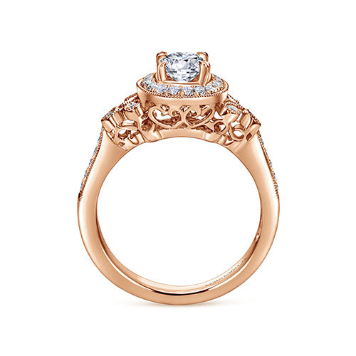 Gabriel & Co 14k Rose Gold Halo Diamond Engagement Ring - ER4156K44JJ