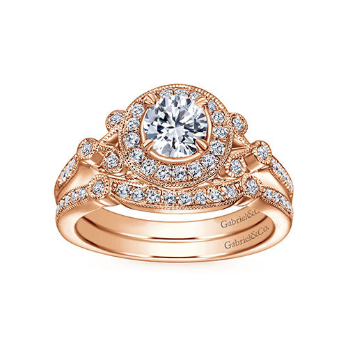 Gabriel & Co 14k Rose Gold Halo Diamond Engagement Ring - ER4156K44JJ
