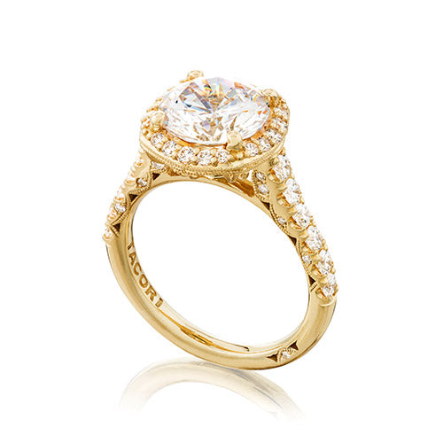 Tacori Petite Crescent 18K Yellow Gold Halo Engagement Ring HT254725CU9Y
