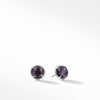 Sterling silverFaceted black orchid (lavender amethyst backed with hematine), 8mm diameter, Earring, 10mm diameter