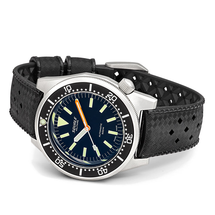 Squale 1521 Militaire Blasted on Black Rubber Strap - 1521MILIBL.HT