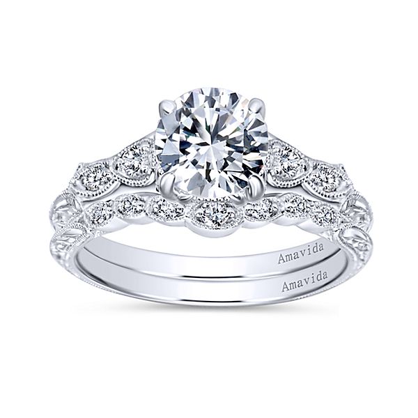 Gabriel & Co Vintage Platinum Curved Diamond Wedding Band - WB10044PT3JJ