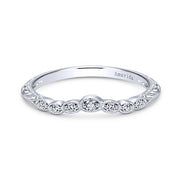 Vintage Platinum Curved Diamond Wedding Band